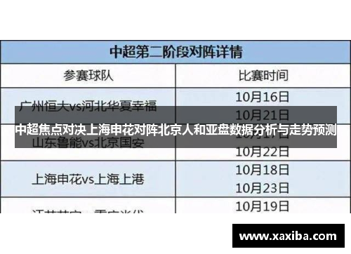 中超焦点对决上海申花对阵北京人和亚盘数据分析与走势预测